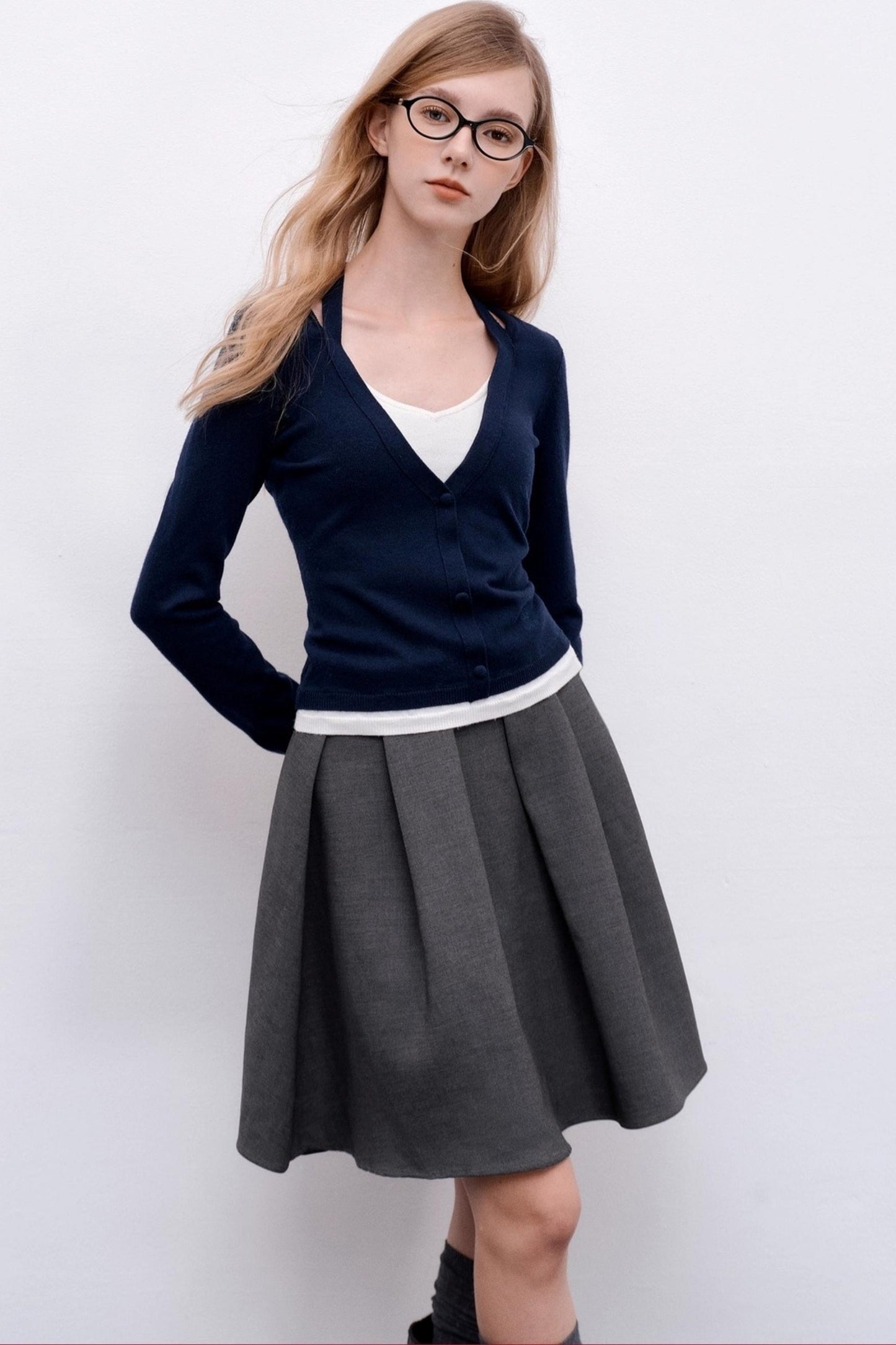 Wool Knit Pullover Layered Top
