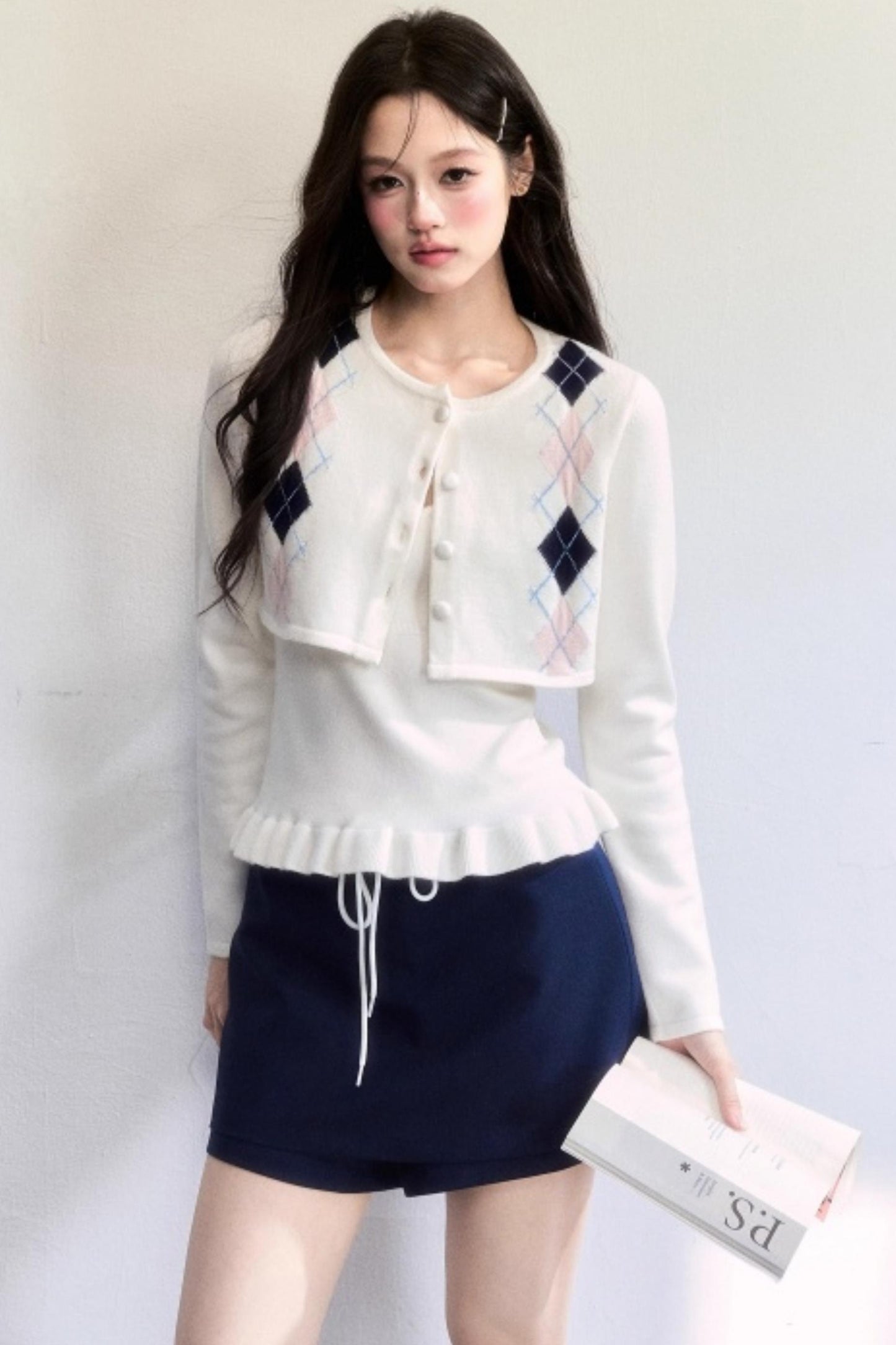 Geometric Quilted Cardigan Set