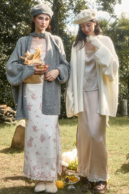 Fluffy Wool Long Cardigan