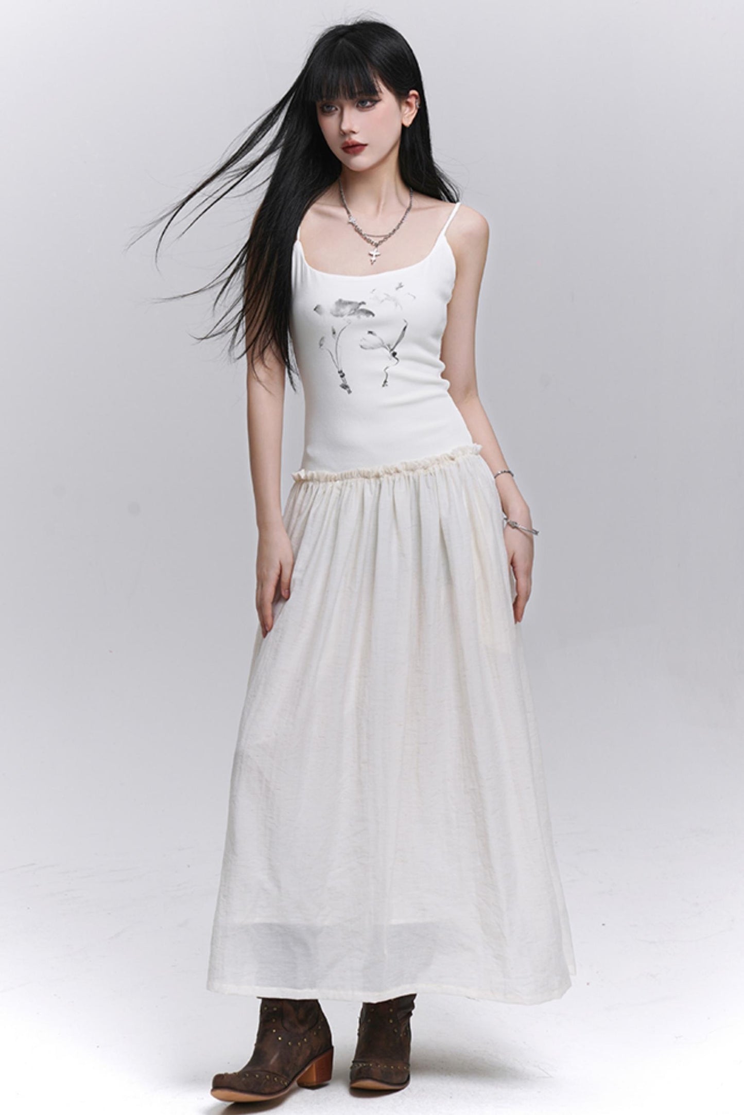 Summer Black-White Halter Dress