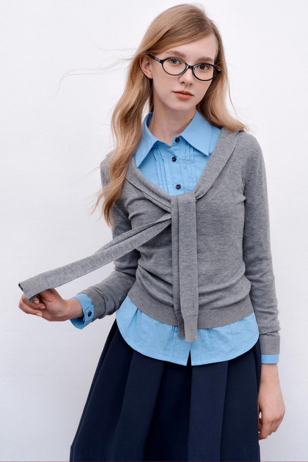 Casual Navy Collar Pullover Sweater