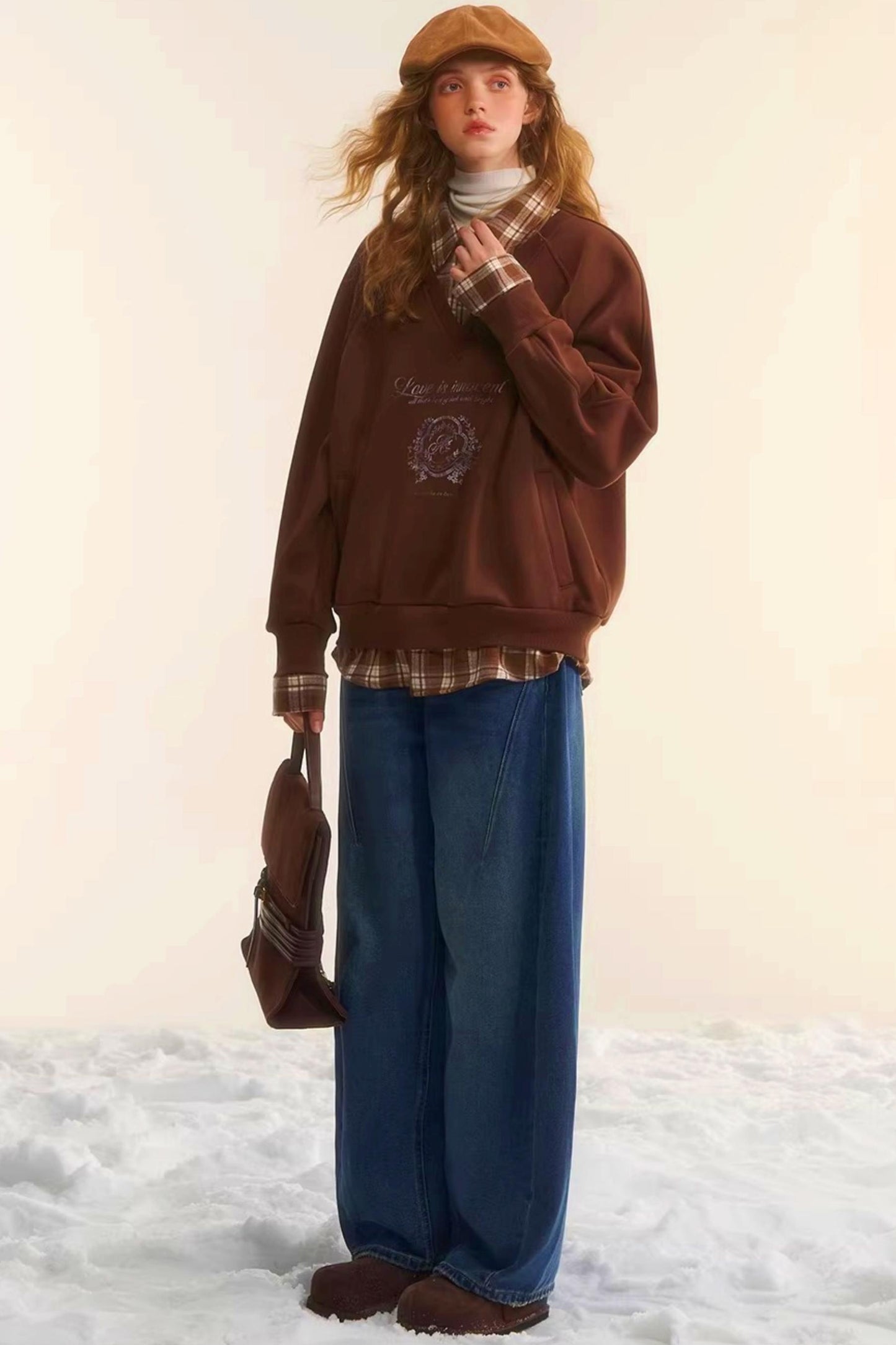 Retro Plaid Patchwork Sweatshirt