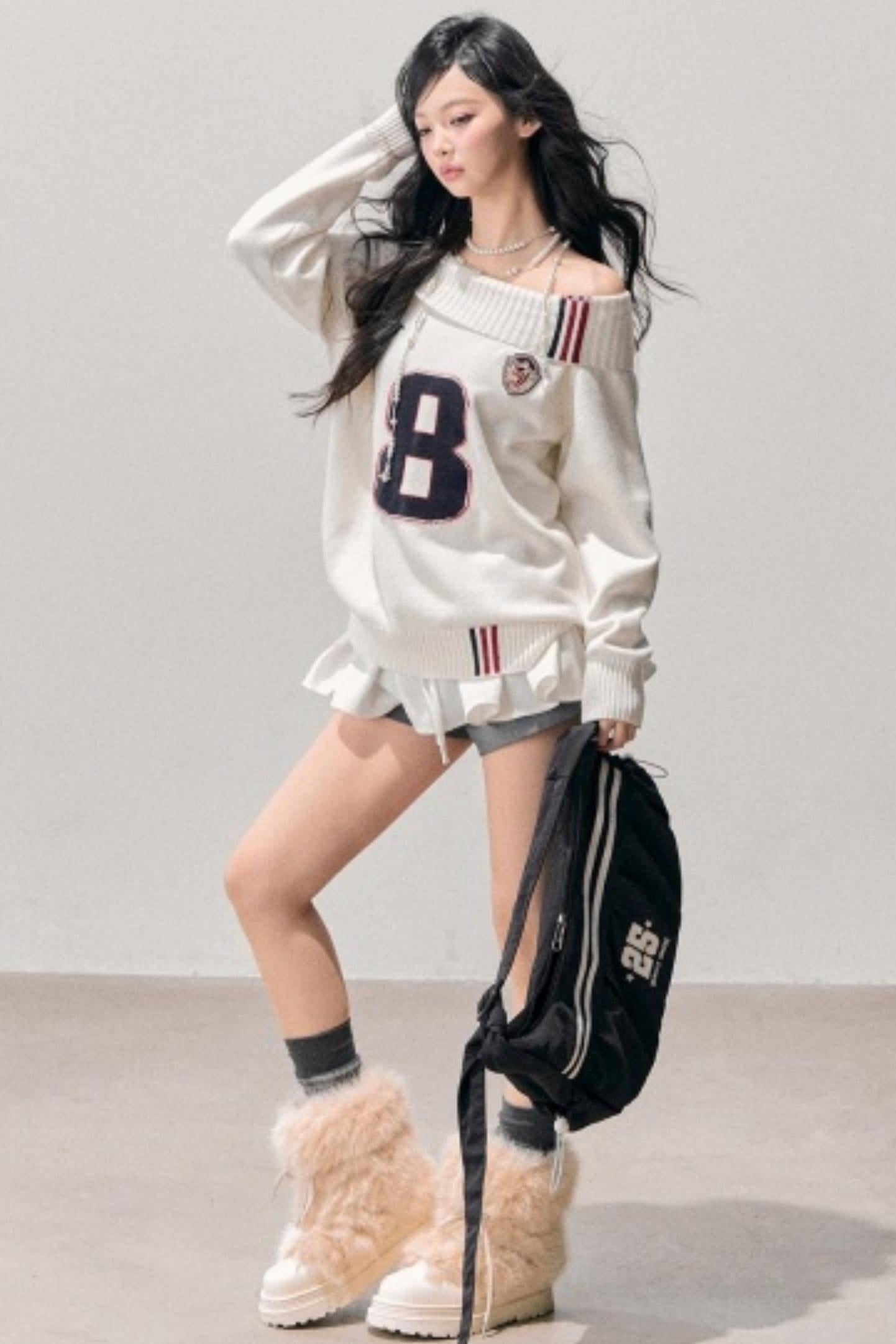 Youthful Off-Shoulder Knit Sweater