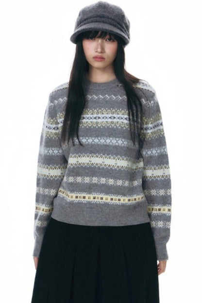 Fair Isle Jacquard Striped Sweater