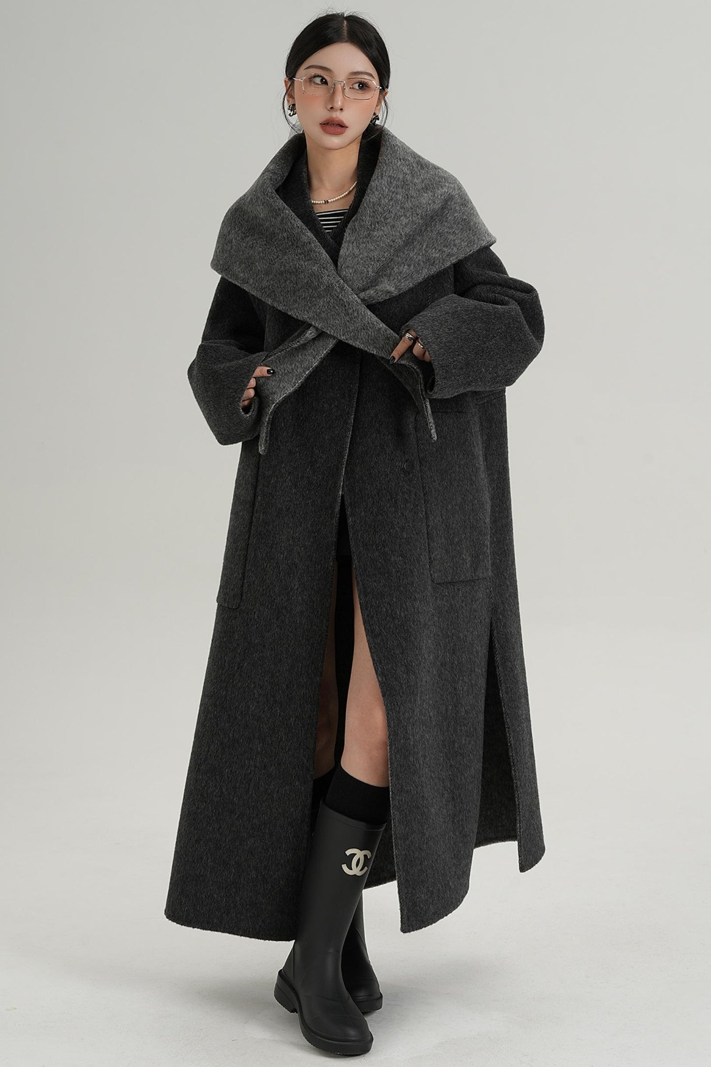 Woolen Elegance Long Jacket