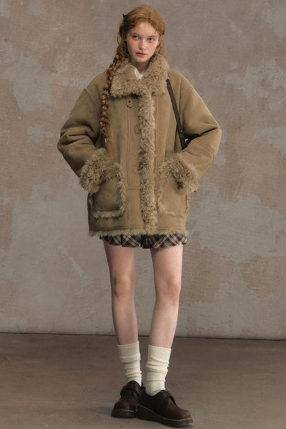 Winter Lamb Fur Deer Skin Jacket