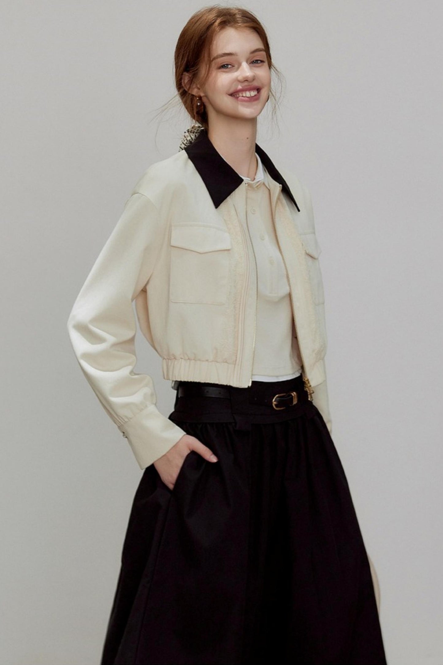 Autumn Lapel Short Coat Set-Up