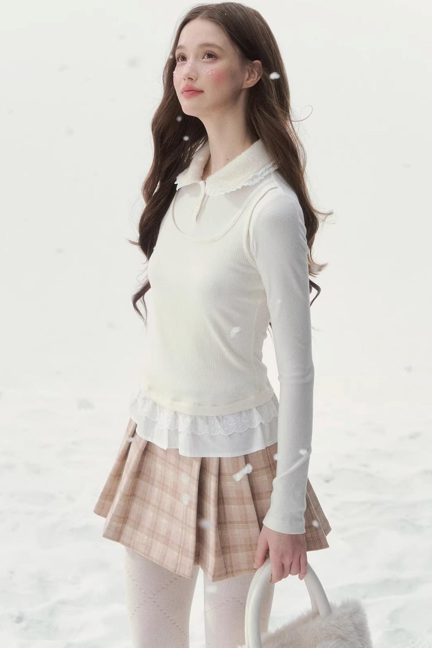 Faux Two-Piece Knitted Blouse