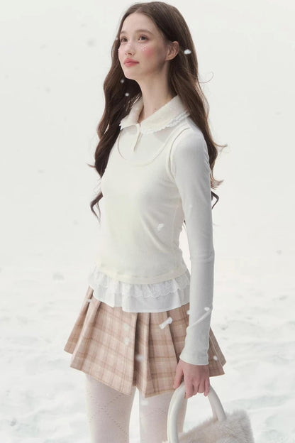 Faux Two-Piece Knitted Blouse