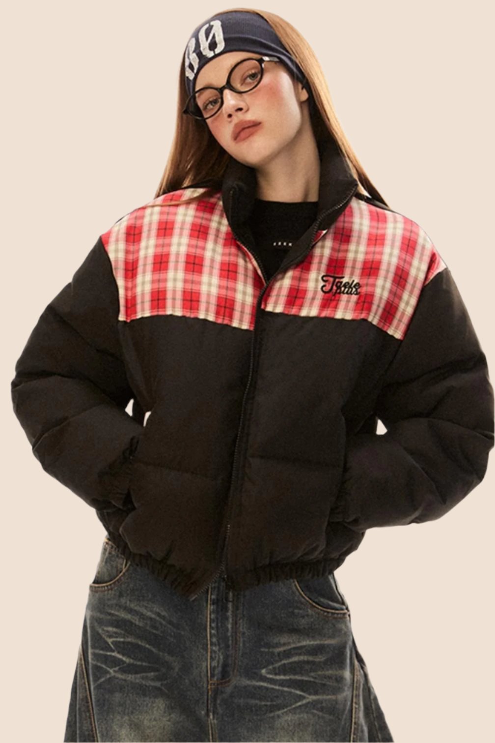 Retro Contrast Stitching Padded Coat