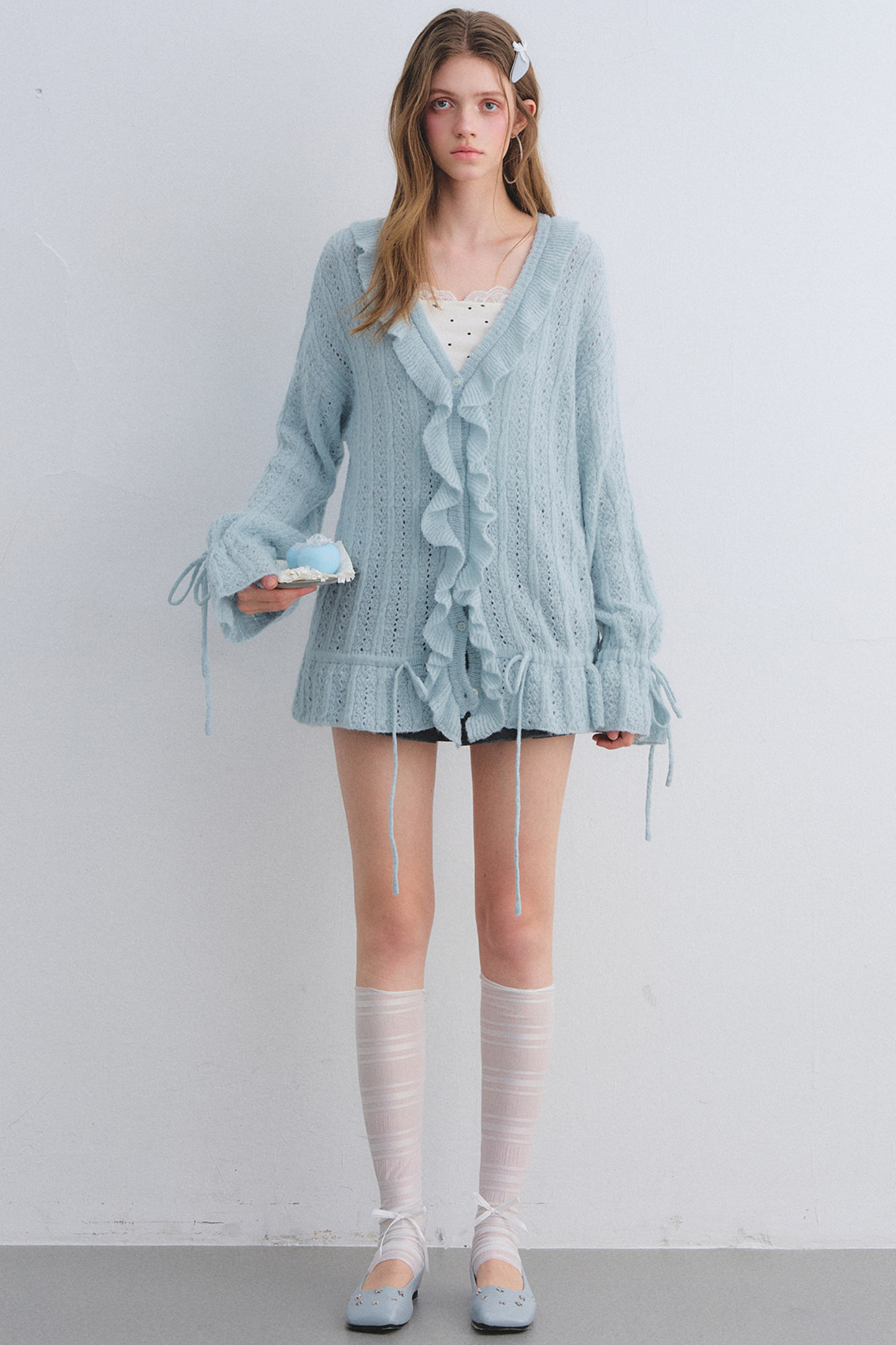 Wool Mohair Ruffled Cardigan