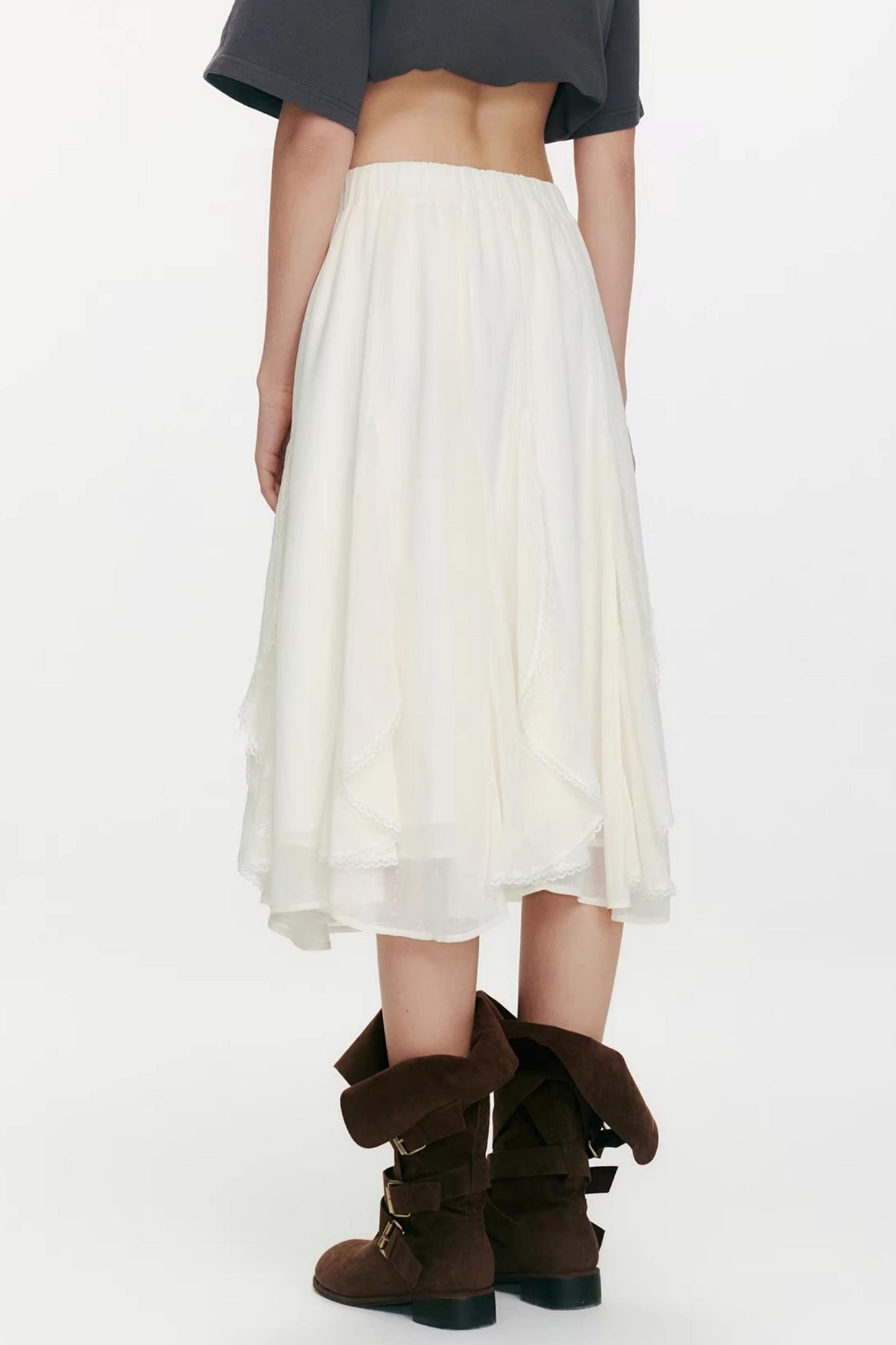 Night Dew Rose Chiffon Skirt