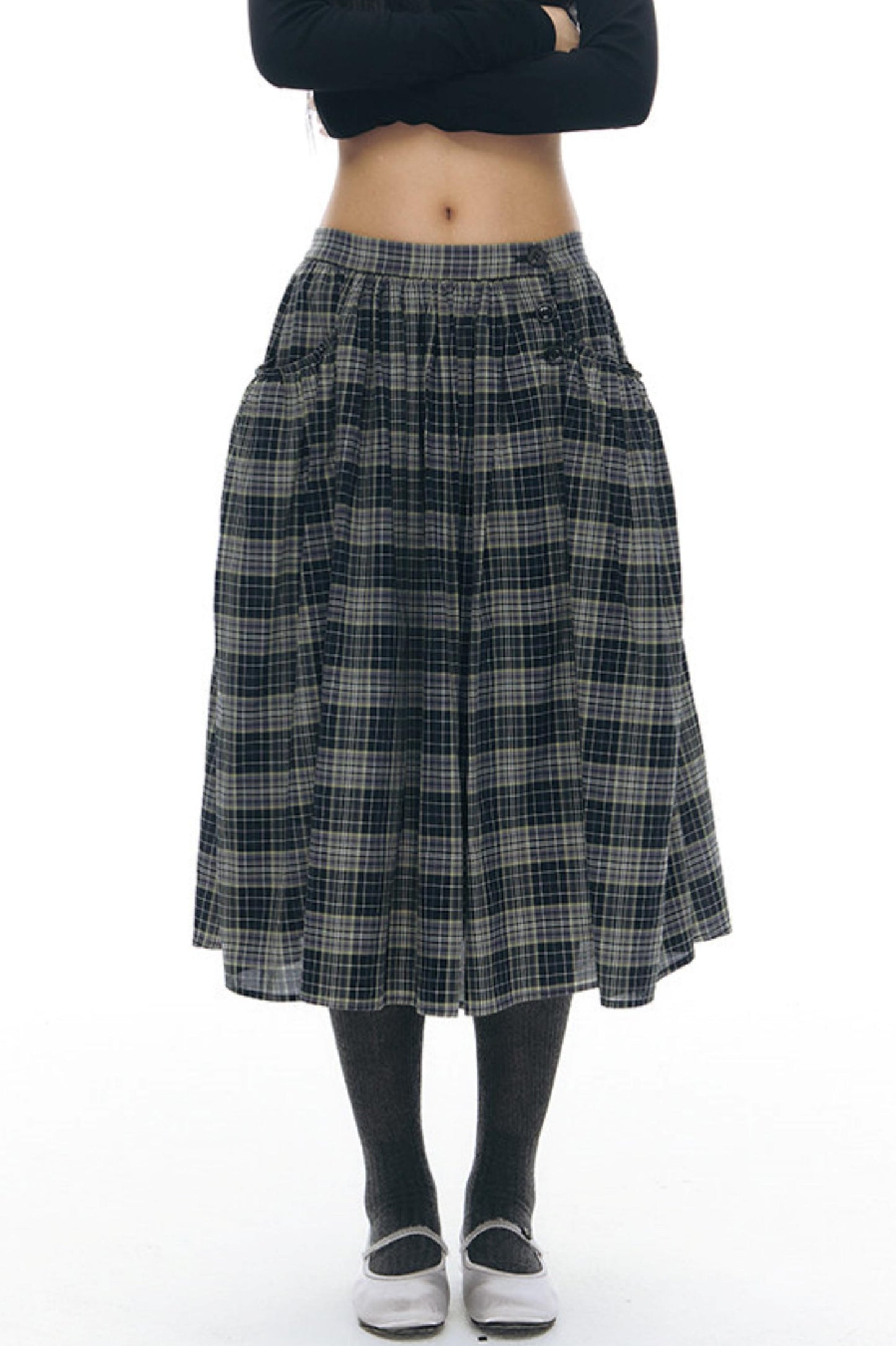 Retro Plaid Umbrella Skirt