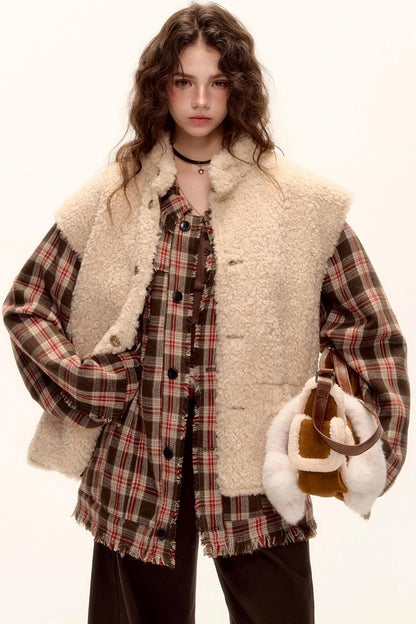 Wool Plaid Frayed Shirt