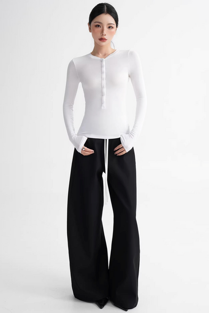 Wool Lyocell Henley Top