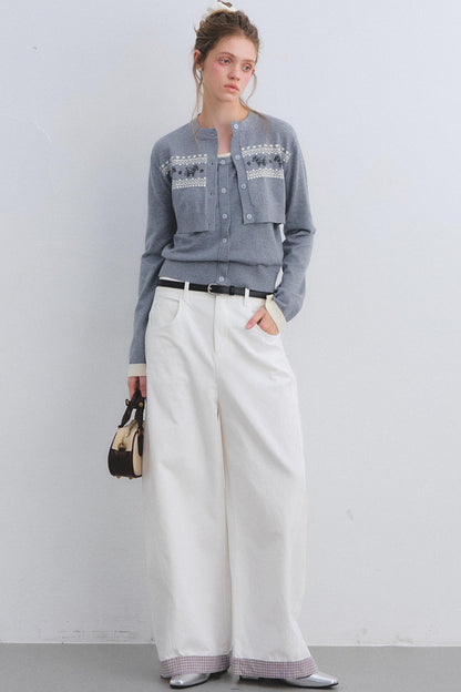 Plaid Patchwork High-Waisted Pants