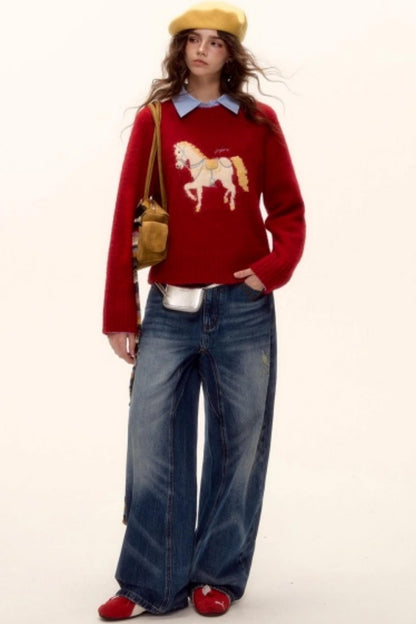 Retro Washed Denim Pants