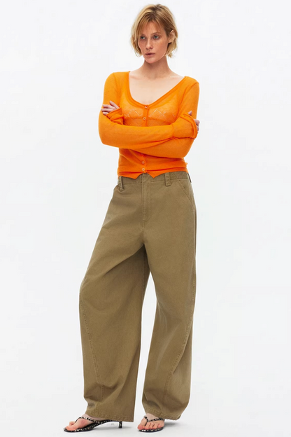 Silk Wool Hollow-Out Cardigan