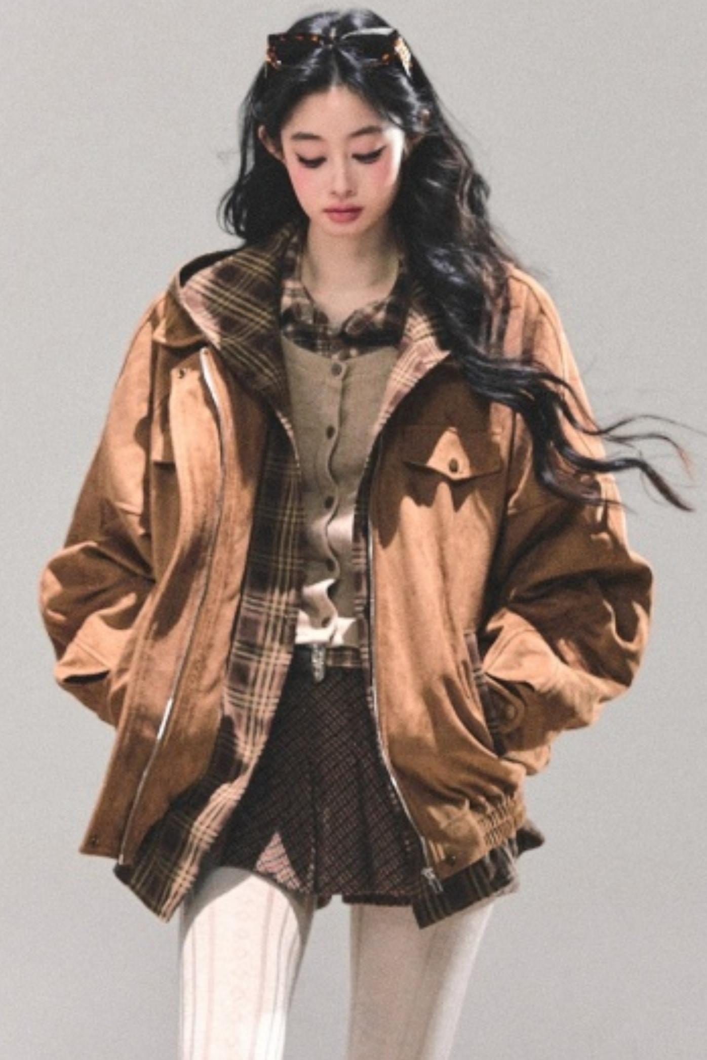 Hepburn Plaid Hooded Coat