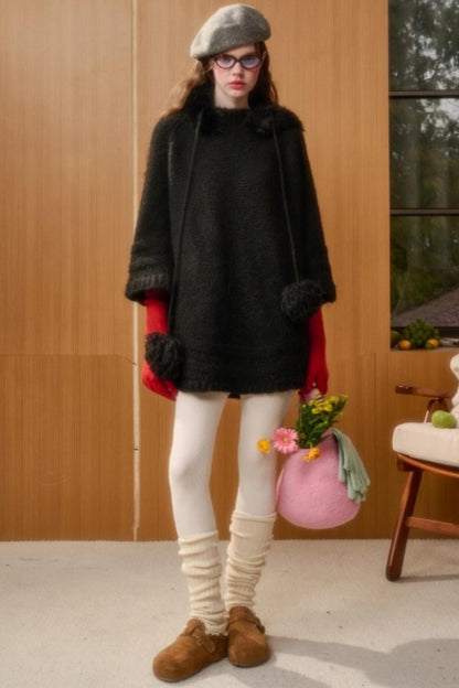 Hooded Wool Cape Dress