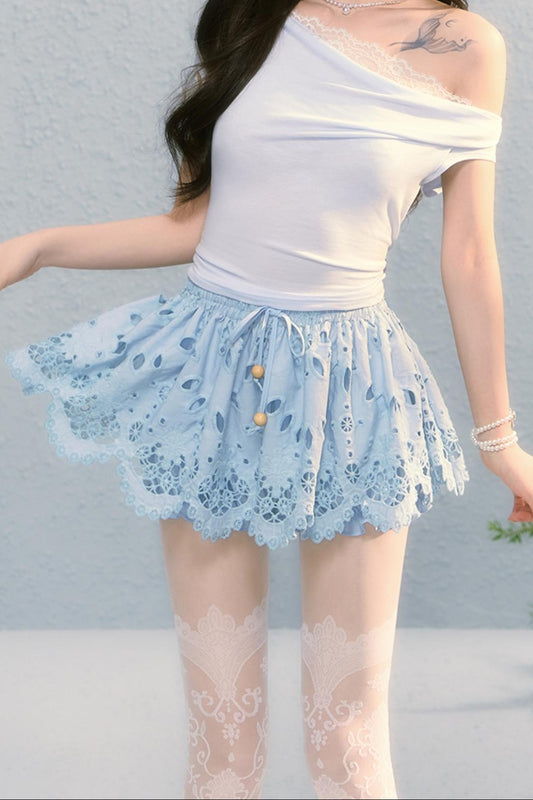 Summer Embroidered Lace Bloomer Skirt