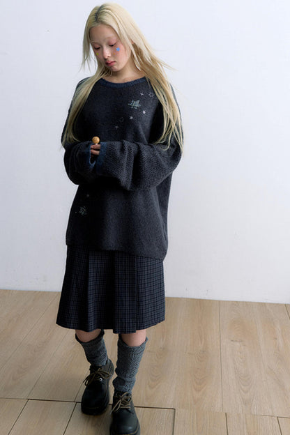 Embroidered Star Knit Sweater