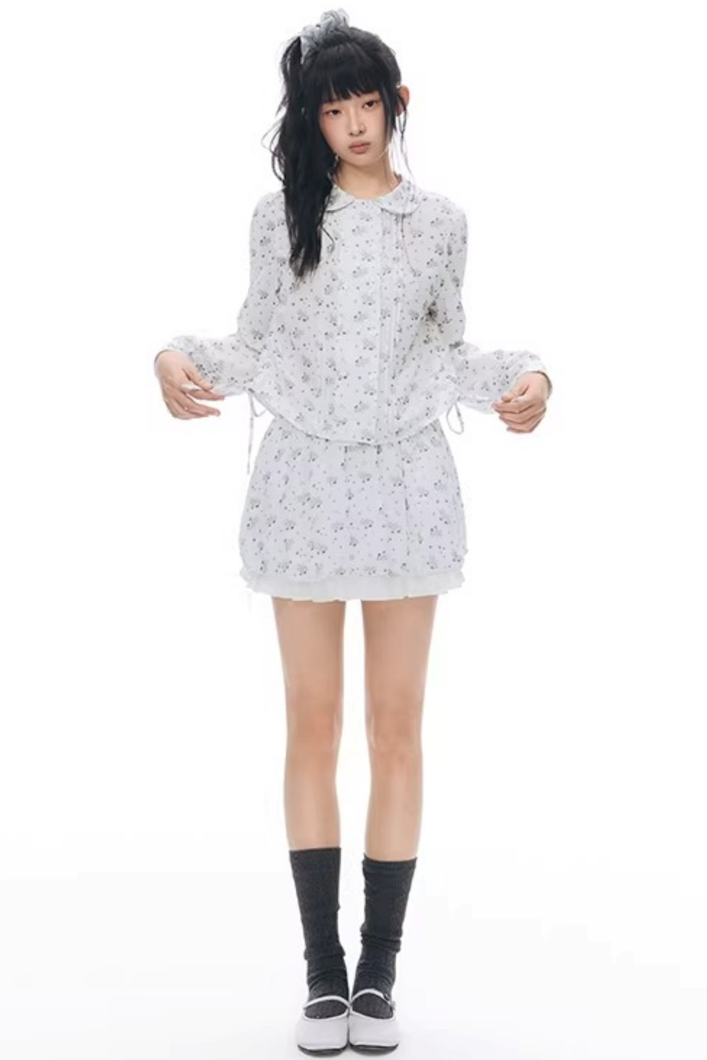 Pony Print Shirt and Skirt Matching Set