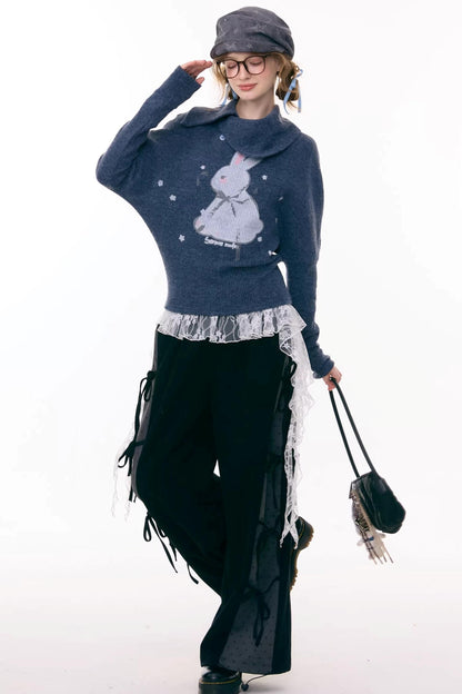 Rabbit Print Knitted Top