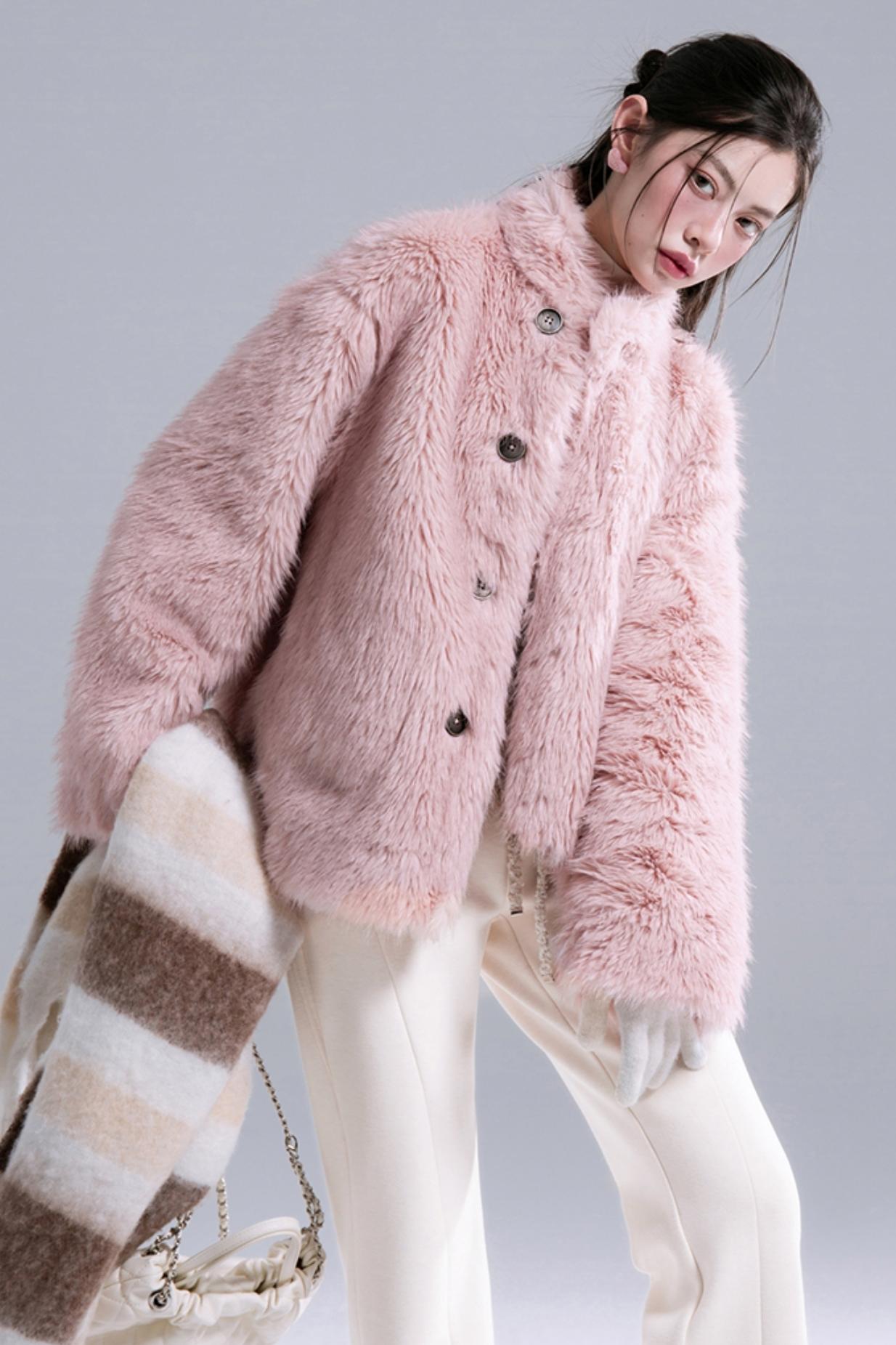 Frost Gray Reversible Fur Jacket