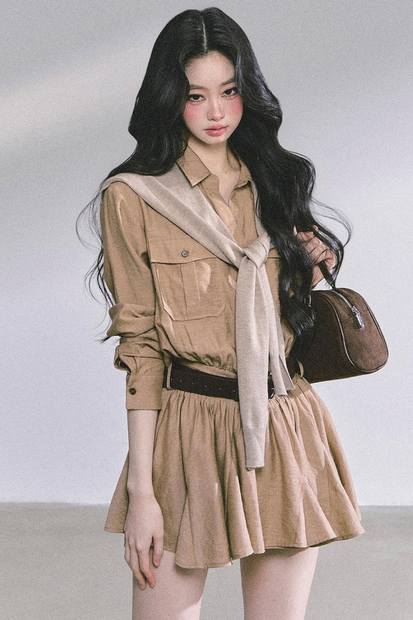 High Wisdom Cargo Dress & Shawl Set