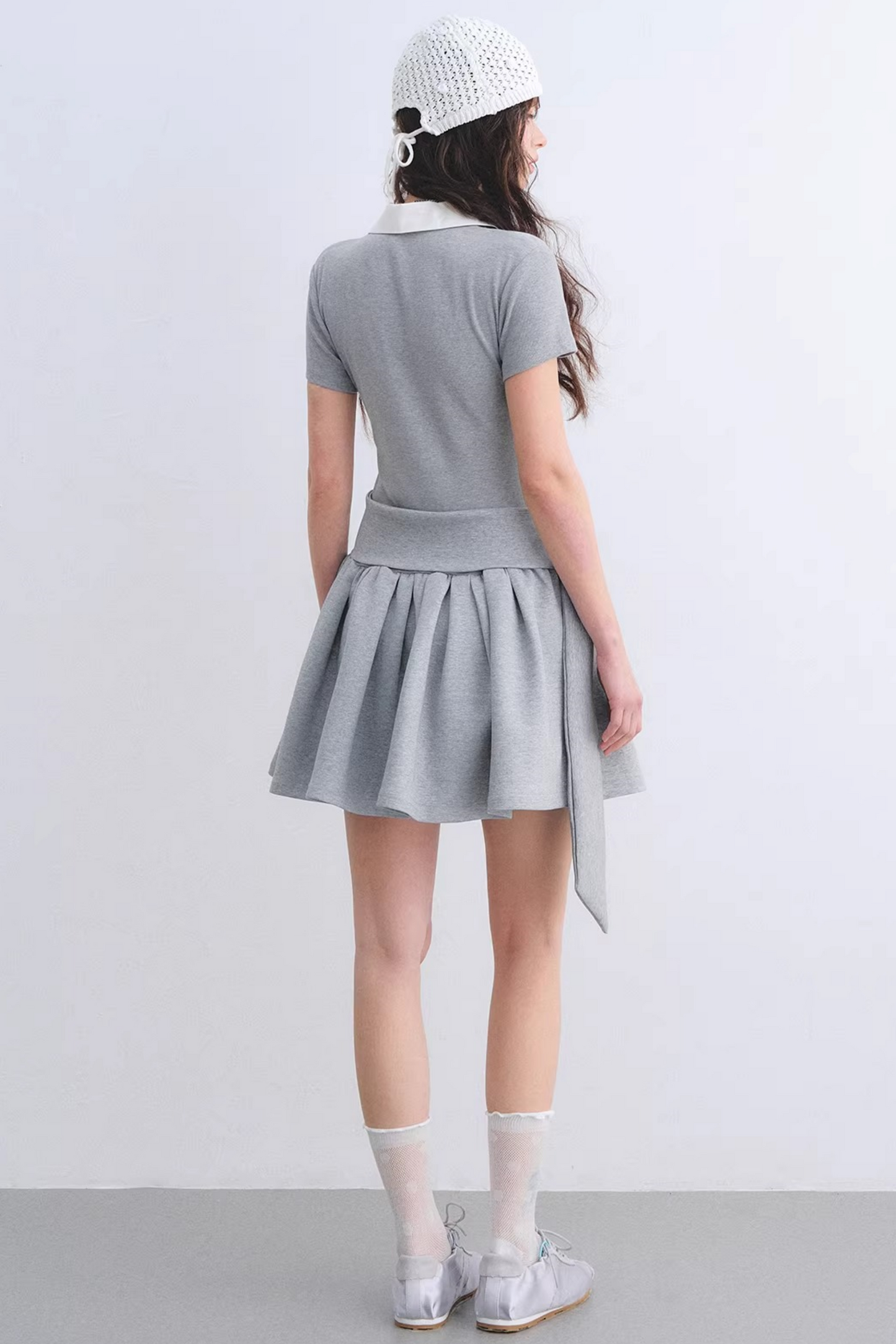 Contrasting Polo Puffy Dress