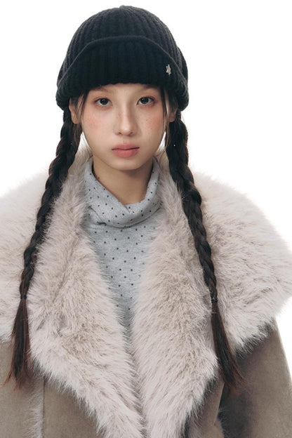 Lapel Shearling Suede Coat