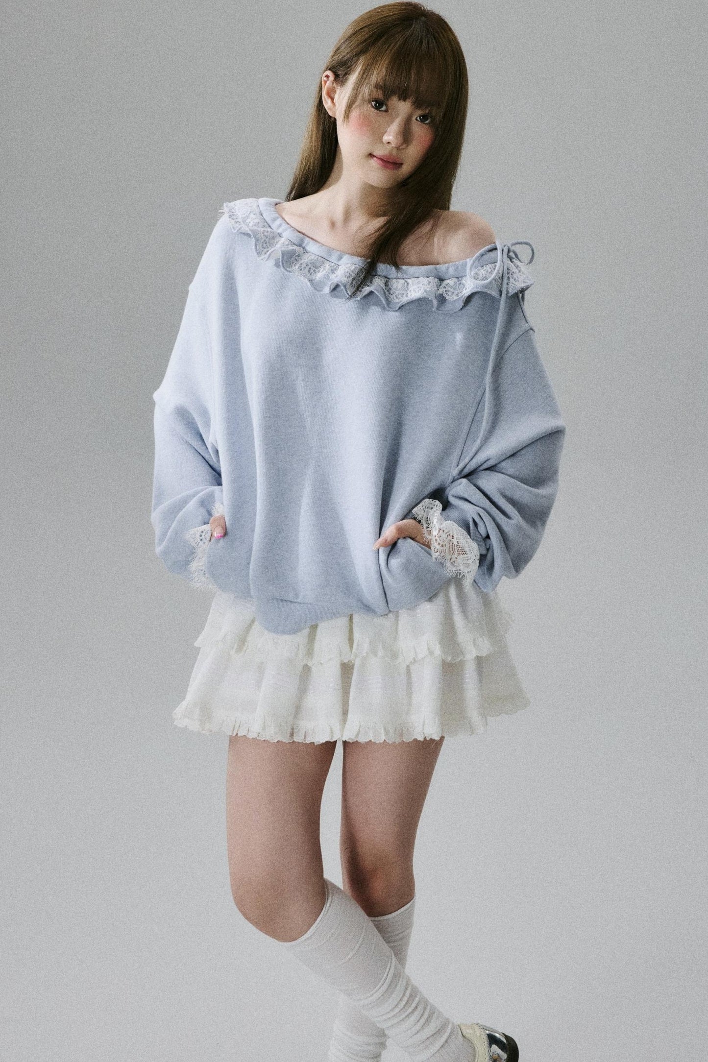 Lace-Trimmed Sweatshirt
