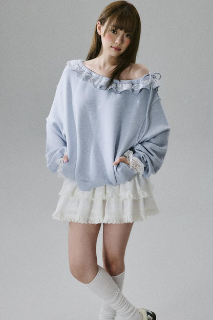 Lace-Trimmed Sweatshirt