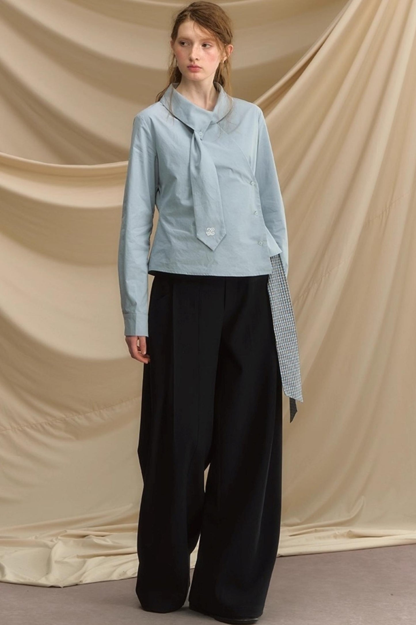 Relaxed Diagonal Plaid Shirt