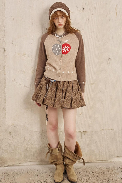 Apple Wool Blend Slim Fit Knitted Cardigan