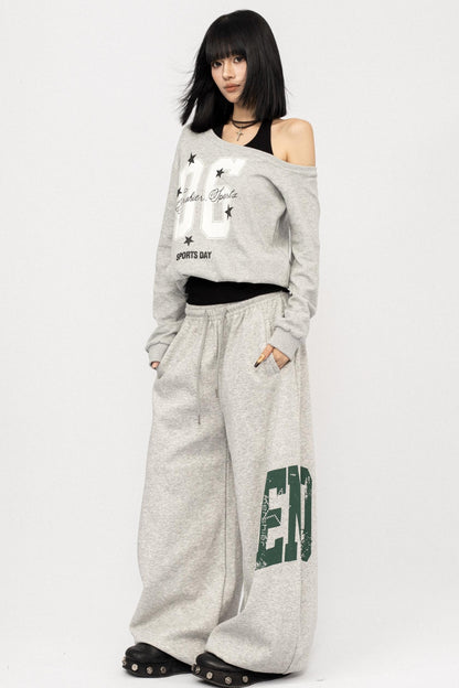 American Vintage Slanted Shoulder Loose Sweatshirt