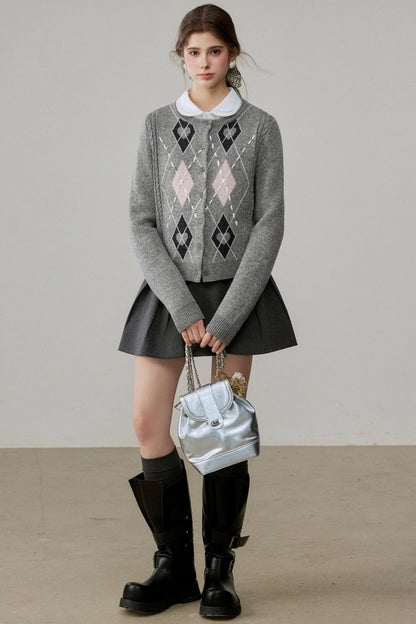 Diamond Plaid Contrasting Wool Sweater