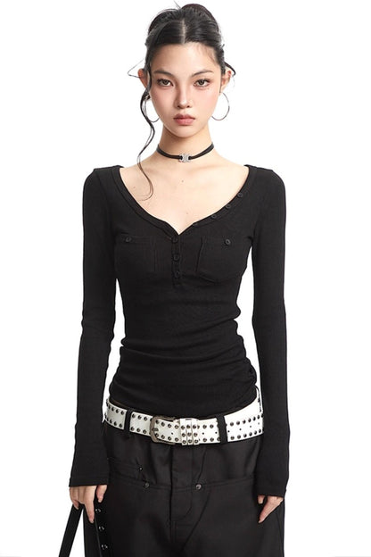 Slim Knit Long Sleeve Shirt