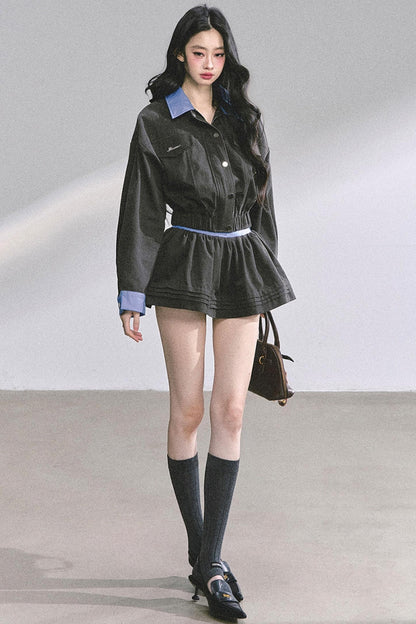 Womens Coat & Short Skirt Set-Up