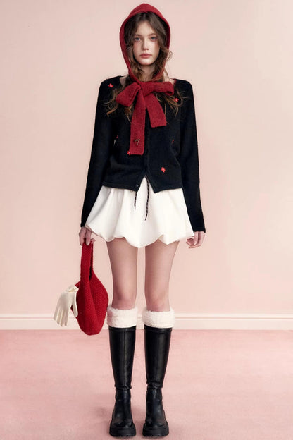 Color-Blocked Velvet Wool Cardigan