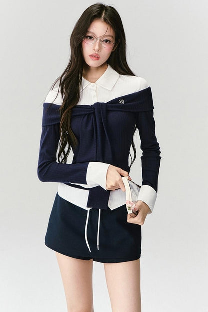 Slimming Knit Top With Skirt Set-Up