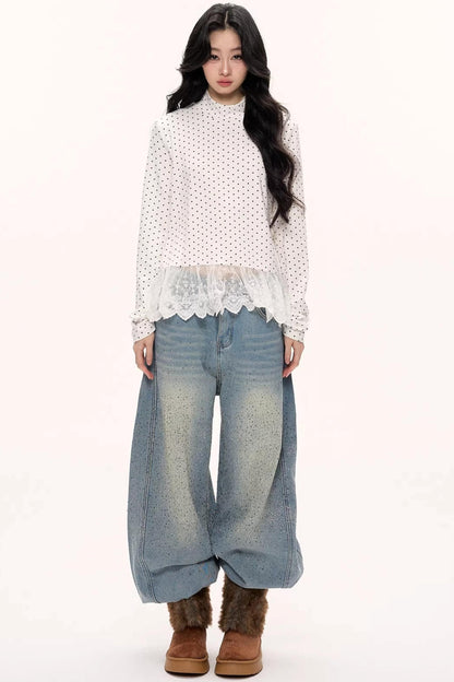 Galaxy Starry Wide-Leg Jeans