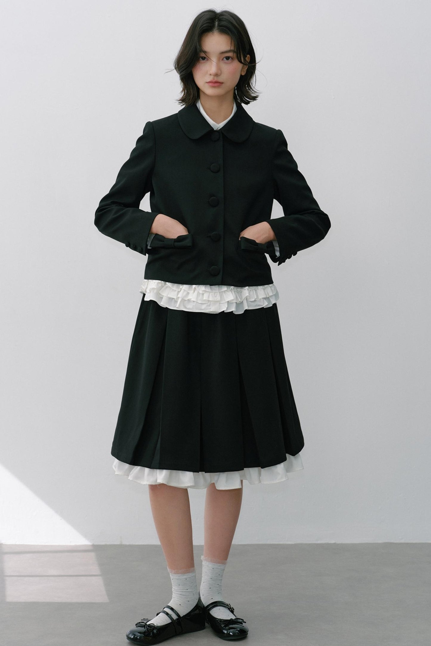 Elastic Pleated Skirt Suit Set-Up