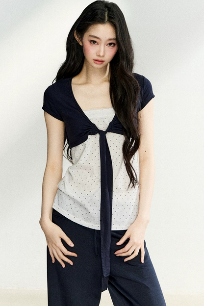 Polka Dot Tube Cardigan Set-Up