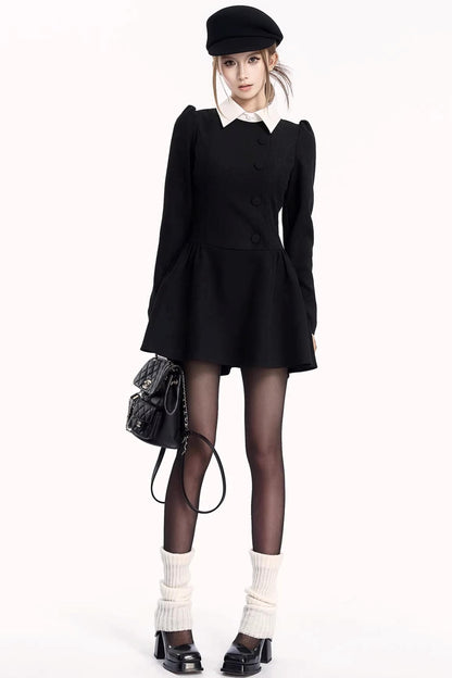 French Retro Color-Blocking Dress