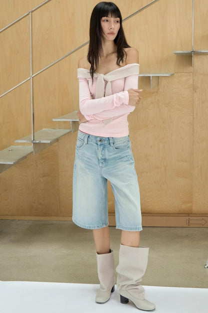 One-shoulder Striped Top