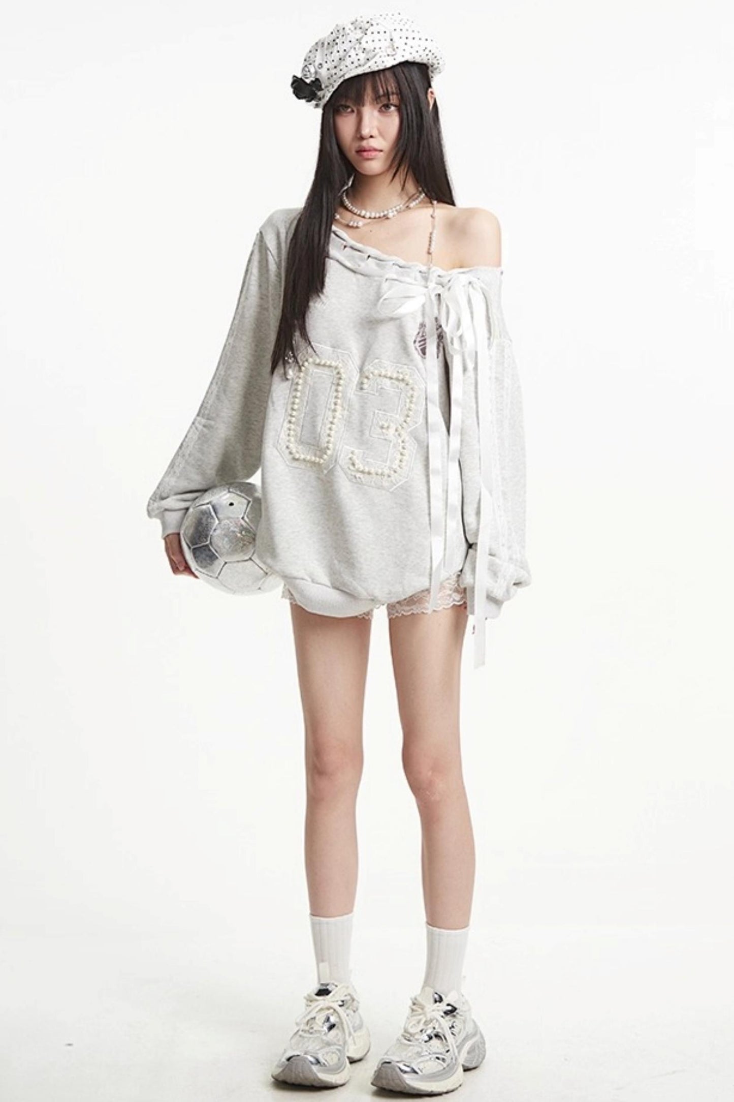 Slanted Shoulder Sweatshirt