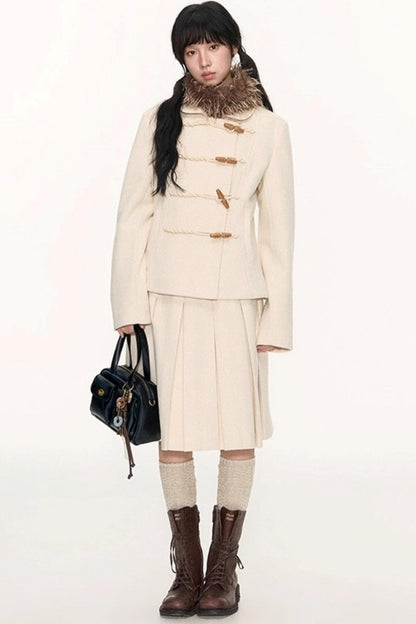 Slim Waist Woolen Coat Set-Up