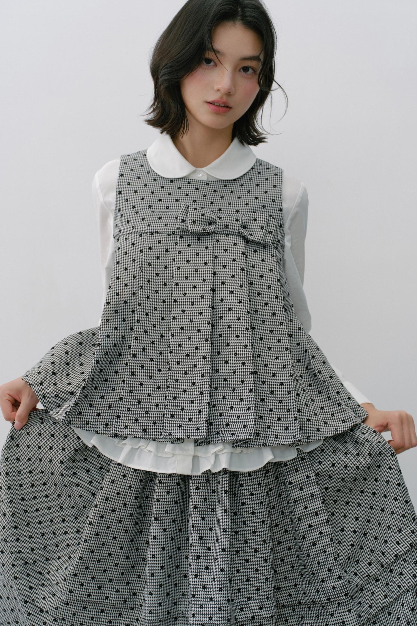 Plaid Flower Skirt Set-Up